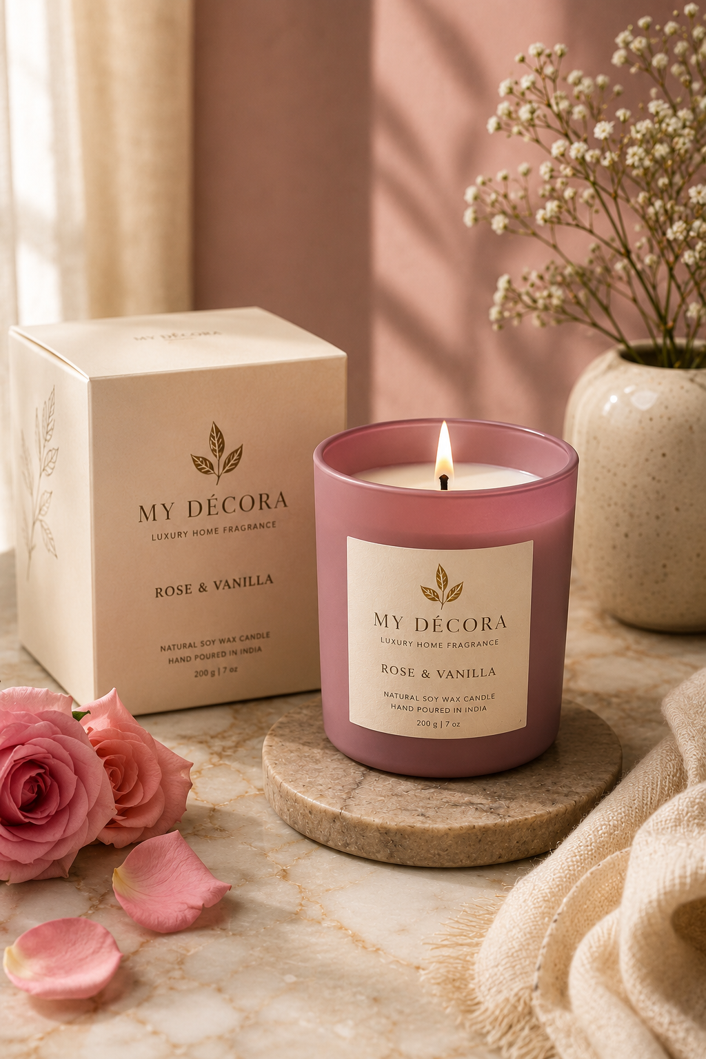 My Décora Sandalwood & Amber Luxury Soy Wax Candle | 200g