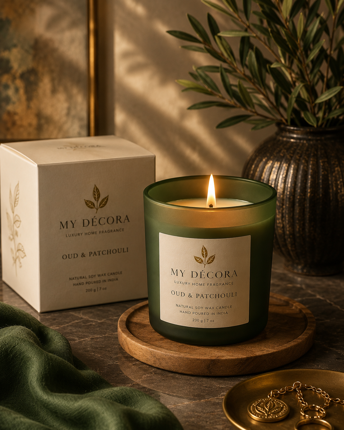 My Décora Sandalwood & Amber Luxury Soy Wax Candle | 200g